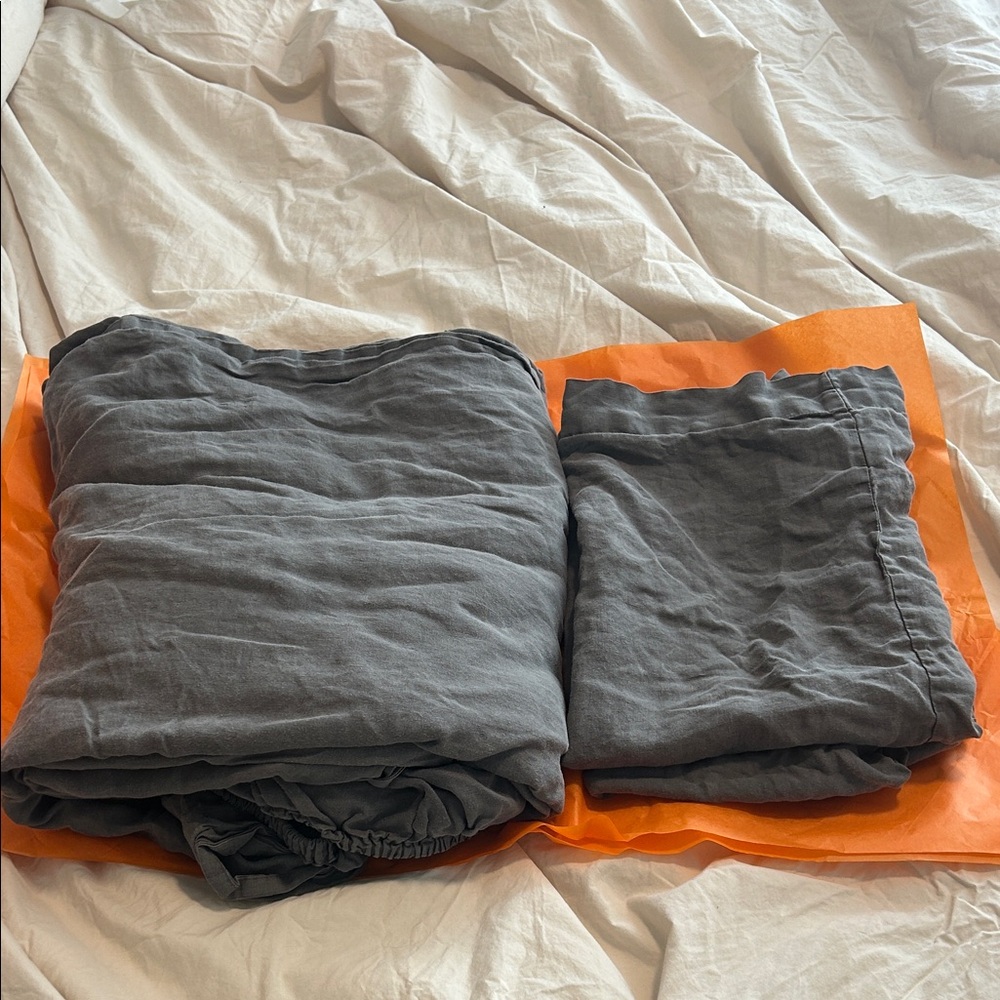 West Elm European Flax Linen Bedding Set